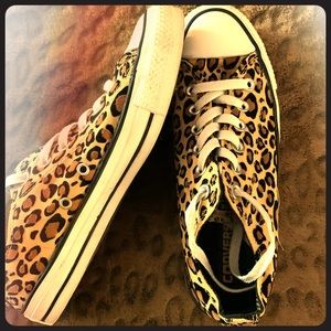 Unique and hard to find leopard print converse